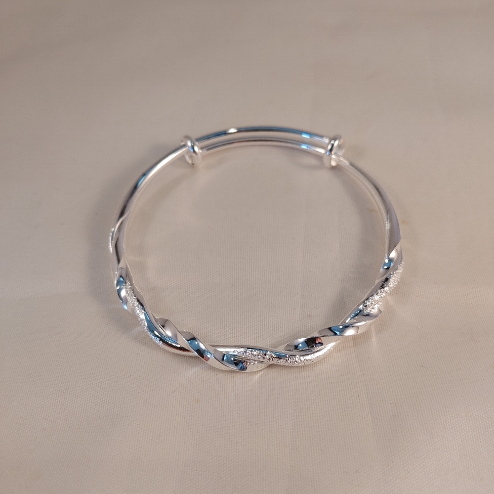 NWOT Sterling silver plated adjustable bangle bracelet